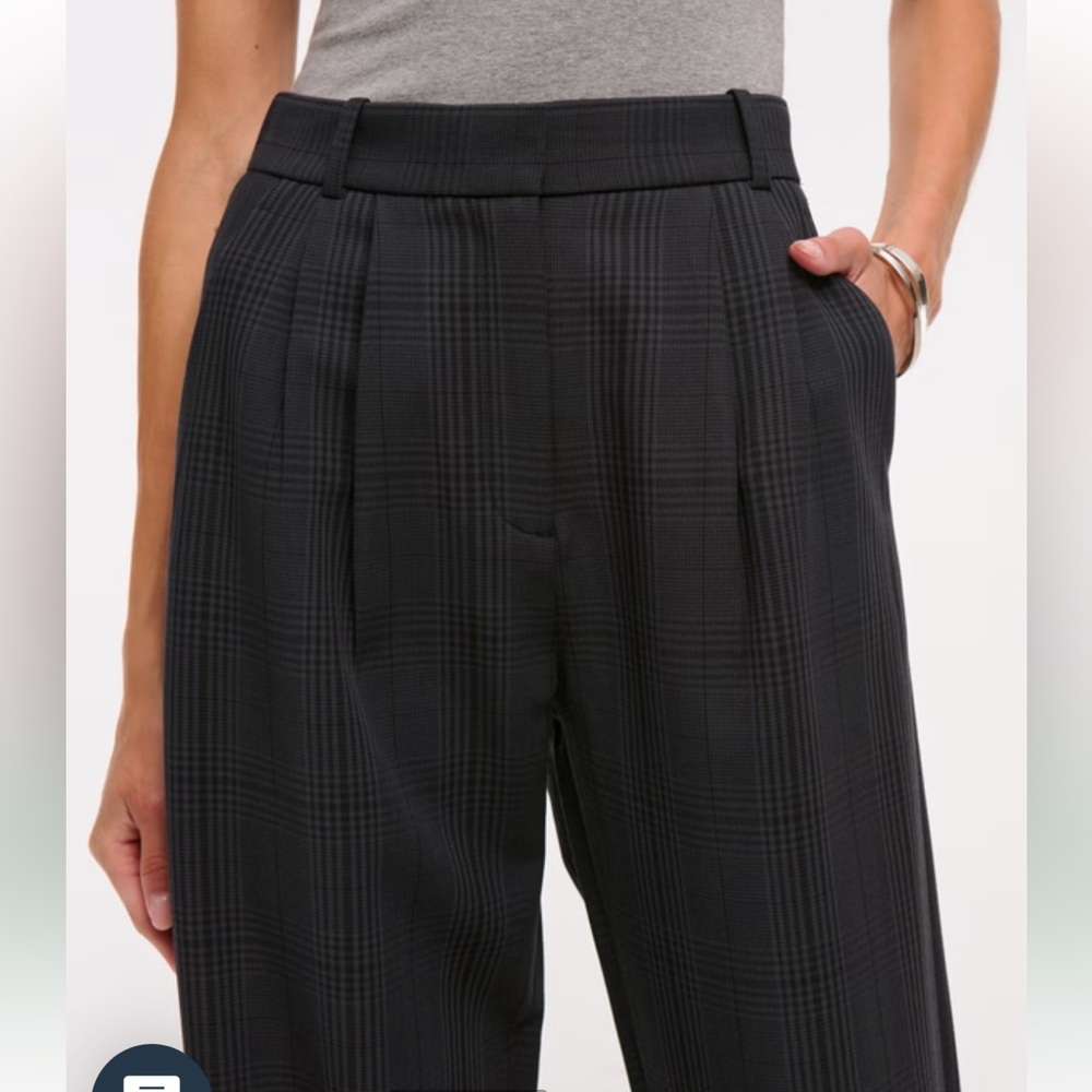 A&F Curve Love Sloane Tailored Wide Leg Pant - Black Plaid size 27 SHORT